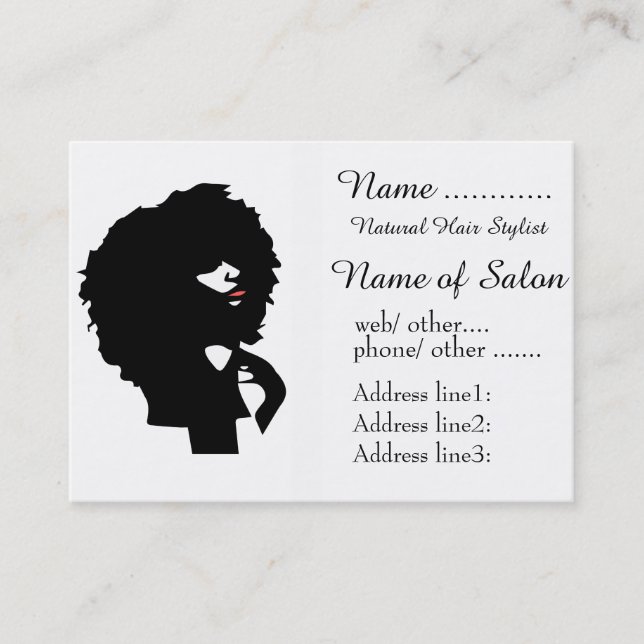 Tarjeta De Visita Ilustracion natural elegante del pelo del Afro (Anverso)