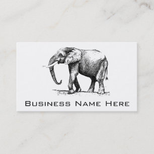 Tarjeta De Visita Ilustracion negro de un elefante
