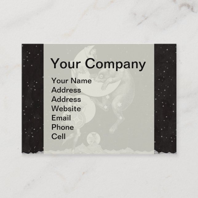 Tarjeta De Visita Ilustracion nocturno del cielo celeste de la luna (Anverso)