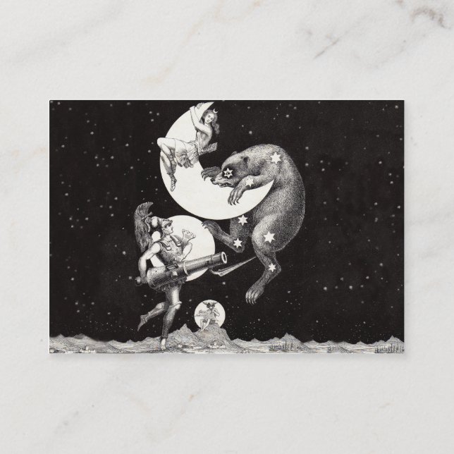 Tarjeta De Visita Ilustracion nocturno del cielo celeste de la luna (Reverso)