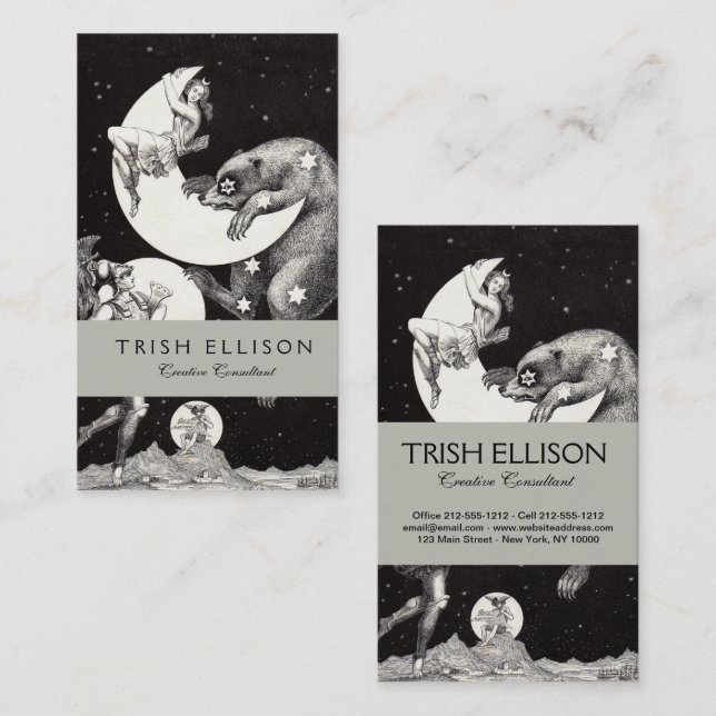 Tarjeta De Visita Ilustracion nocturno del cielo celeste de la luna