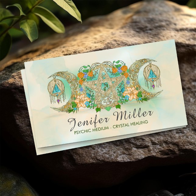 Tarjeta De Visita Ilustracion Pentagram de luna triple (Subido por el creador)