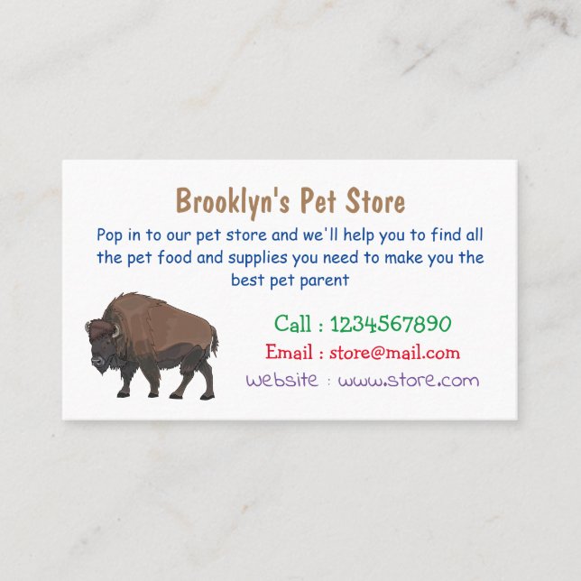 Tarjeta De Visita Ilustracion personalizado Bison (Anverso)