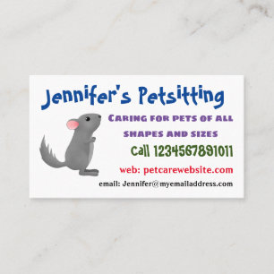 Tarjeta De Visita Ilustracion personalizado chinchilla gris suave
