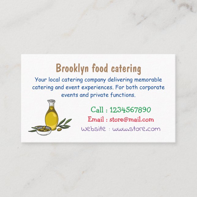 Tarjeta De Visita Ilustracion personalizado de aceite de oliva (Anverso)