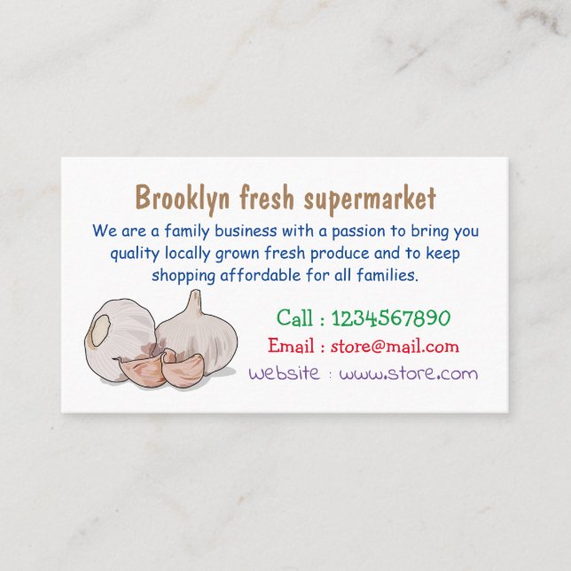 Tarjeta De Visita Ilustracion personalizado de ajo (Anverso)