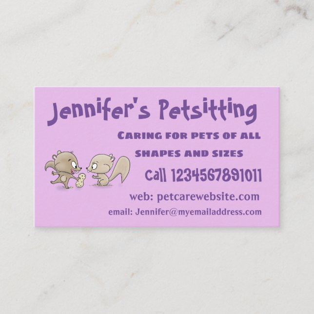 Tarjeta De Visita Ilustracion personalizado de ardillas graciosas (Anverso)