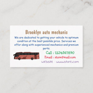 Tarjeta De Visita Ilustracion personalizado de autobús
