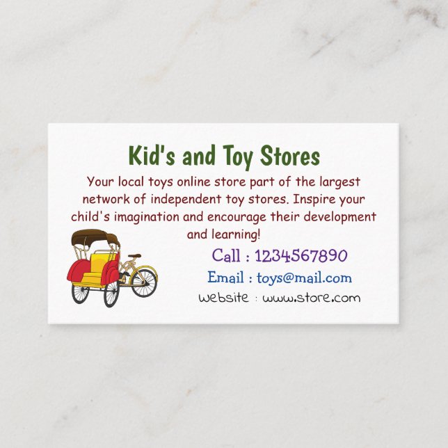 Tarjeta De Visita Ilustracion personalizado de bicitaxi (Anverso)