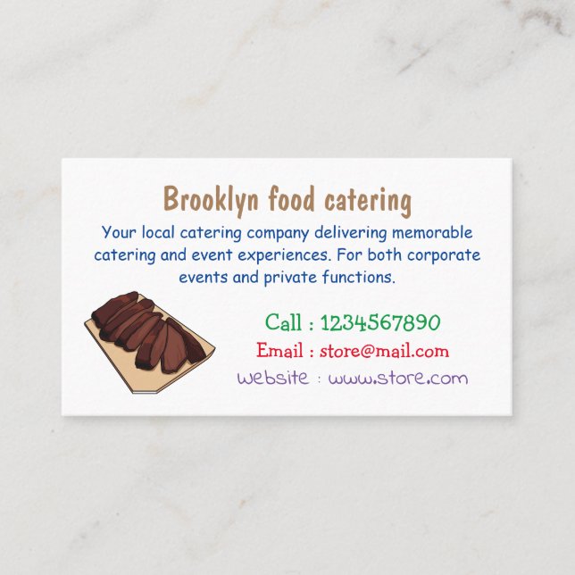 Tarjeta De Visita Ilustracion personalizado de brisket de carne (Anverso)