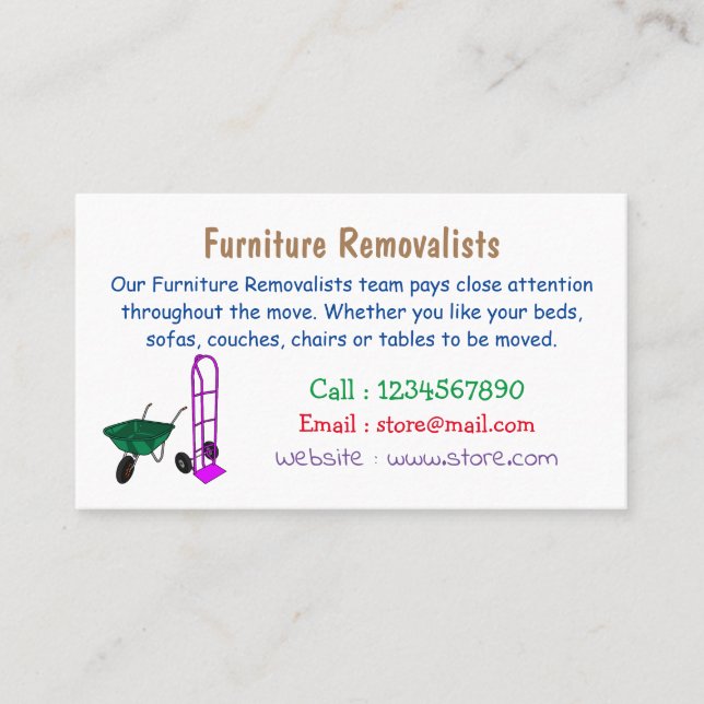 Tarjeta De Visita Ilustracion personalizado de carretillas y carrito (Anverso)