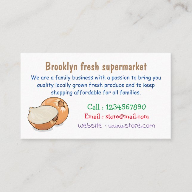 Tarjeta De Visita Ilustracion personalizado de cebolla (Anverso)