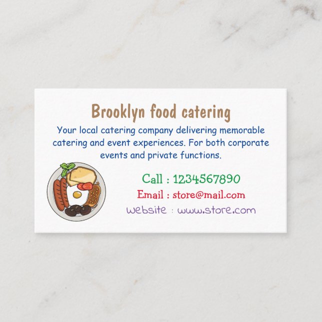 Tarjeta De Visita Ilustracion personalizado de desayuno inglés (Anverso)