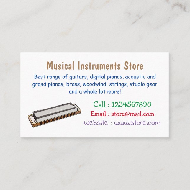 Tarjeta De Visita Ilustracion personalizado de Harmonica (Anverso)