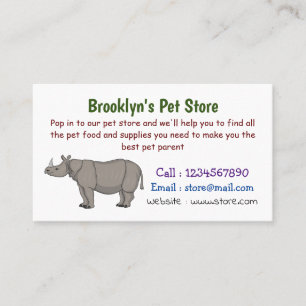 Tarjeta De Visita Ilustracion personalizado de Javan rhinoceros