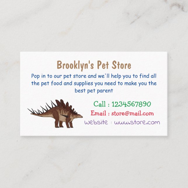 Tarjeta De Visita Ilustracion personalizado de Kentrosaurus (Anverso)