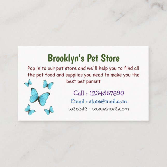 Tarjeta De Visita Ilustracion personalizado de mariposas morfo (Anverso)