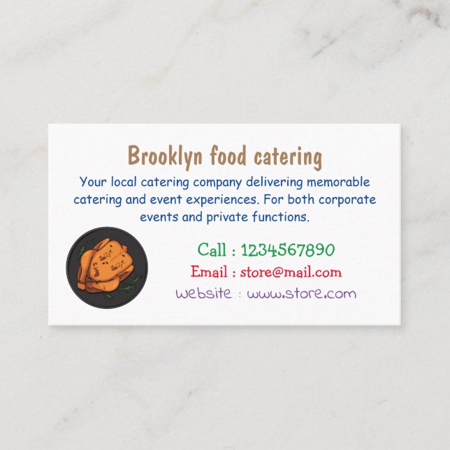 Tarjeta De Visita Ilustracion personalizado de pollo asado (Anverso)