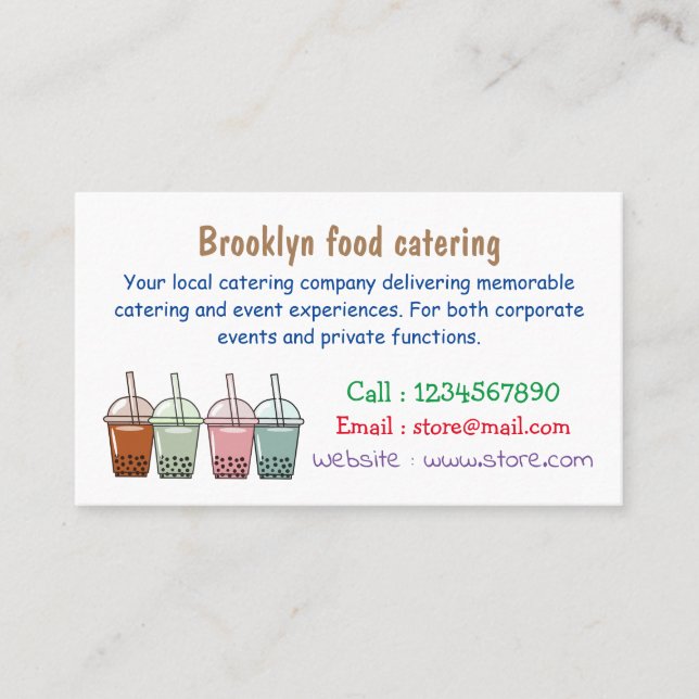 Tarjeta De Visita Ilustracion personalizado de té de burbujas (Anverso)