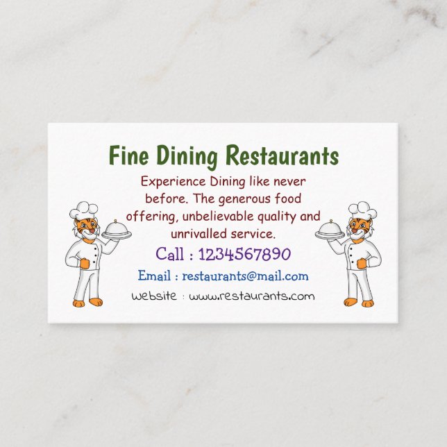 Tarjeta De Visita Ilustracion personalizado de tigre gracioso (Anverso)