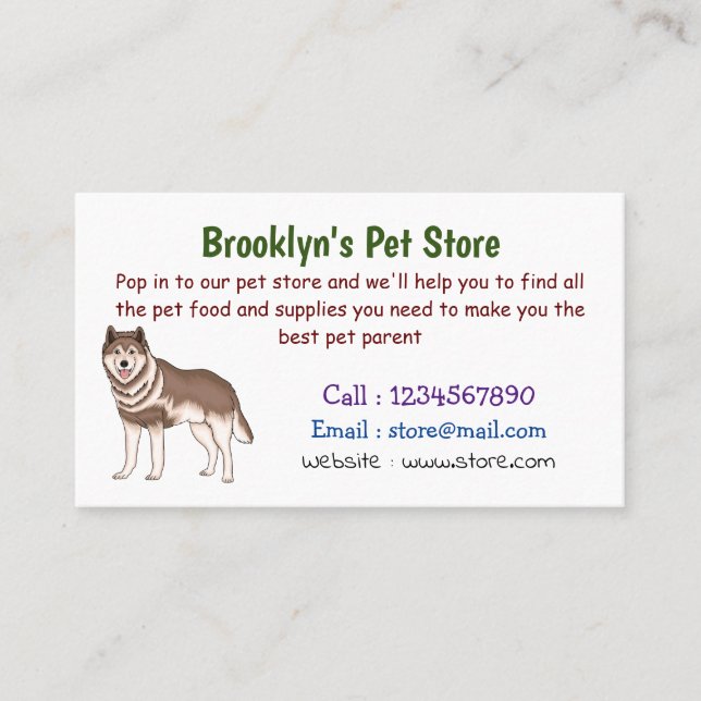 Tarjeta De Visita Ilustracion personalizado husky siberiano (Anverso)