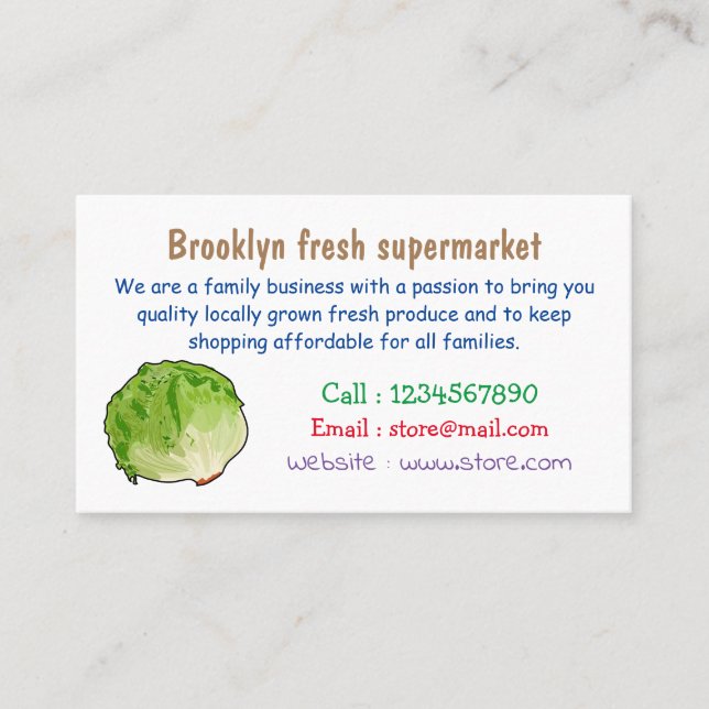 Tarjeta De Visita Ilustracion personalizado Lettuce (Anverso)