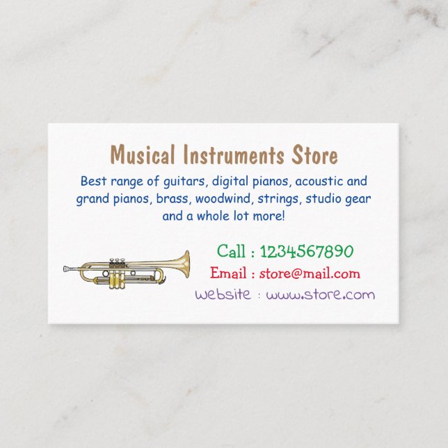 Tarjeta De Visita Ilustracion personalizado Trumpet (Anverso)