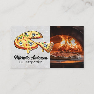 Tarjeta De Visita Ilustracion Pizza Pie   Brick Oven