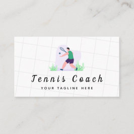 Tarjeta De Visita Ilustracion profesional de entrenador de tenis ver