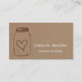 Tarjeta De Visita Ilustracion rústico del corazón del papel de Brown