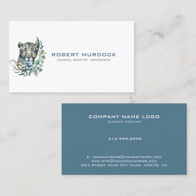 Tarjeta De Visita Ilustracion salvaje de gato grande (Anverso / Reverso)