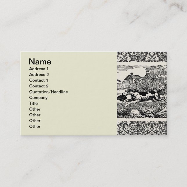 Tarjeta De Visita Ilustracion victoriano de arte mascota antiguo (Anverso)