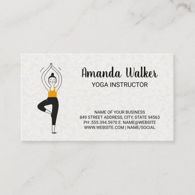 Tarjeta De Visita Ilustracion Yoga Pose (Anverso)