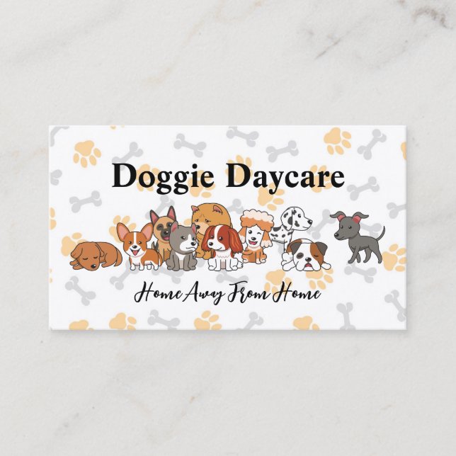 Tarjeta De Visita Ilustraciones de Cachorro | Doggie Daycare (Anverso)