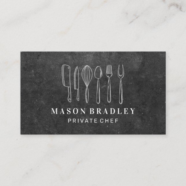 Tarjeta De Visita Ilustraciones de cocina | Fondo de pizarra (Anverso)