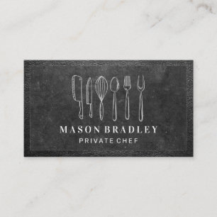 Tarjeta De Visita Ilustraciones de cocina   Slate   Borde de cuero