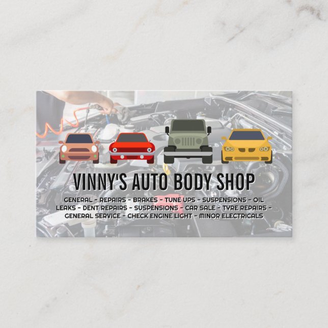 Tarjeta De Visita Ilustraciones de colección de coches | Trabajo mec (Anverso)