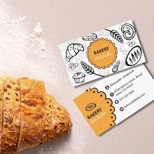 Tarjeta De Visita Ilustraciones de pan de panadería (Bakery Bread Illustrations Business Card)