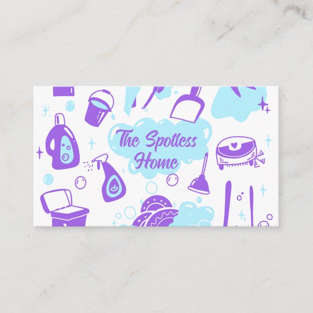 Tarjeta De Visita Ilustraciones de suministros de limpieza (Anverso)