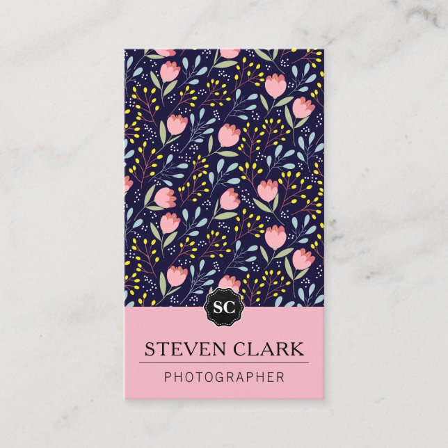 Tarjeta De Visita Ilustraciones naturales de las flores / Monograma  (Anverso)