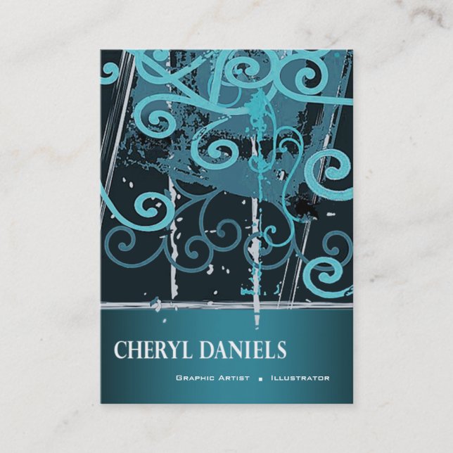 Tarjeta De Visita Ilustrador gráfico de graffitis de Grunge (Anverso)