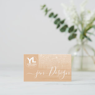 Tarjeta De Visita Imagen con logotipo Glamour Naranja Gold Purpurina