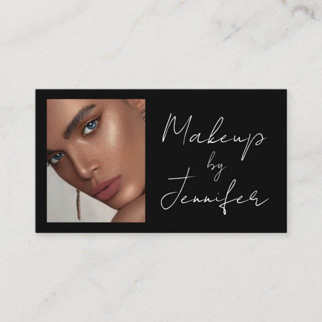 Tarjeta De Visita Imagen de código QR manuscrito blanco negro (Anverso)