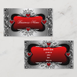 Tarjeta De Visita Imagen de diamante rojo plateado Corazón elegante