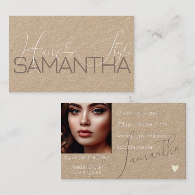 Tarjeta De Visita Imagen de fotografía moderna Elegante Caligrafía F (Anverso / Reverso)