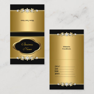 Tarjeta De Visita Imagen de joya negra dorada elegante doblada