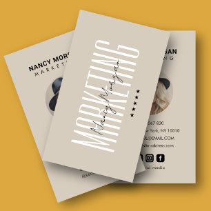 Tarjeta De Visita Imagen de perfil moderna beige de consultor de mar