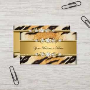 Tarjeta De Visita Imagen de tigre dorado animal negro joya