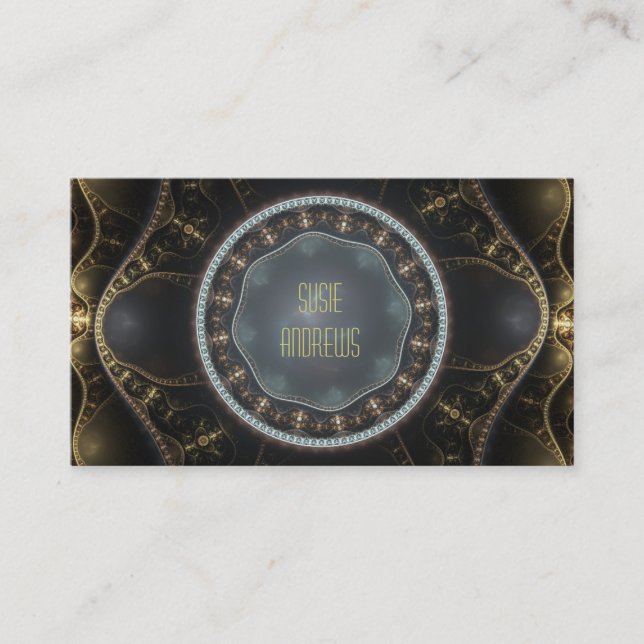 Tarjeta De Visita Imagen fractal metálica Ornate Steampunk (Anverso)