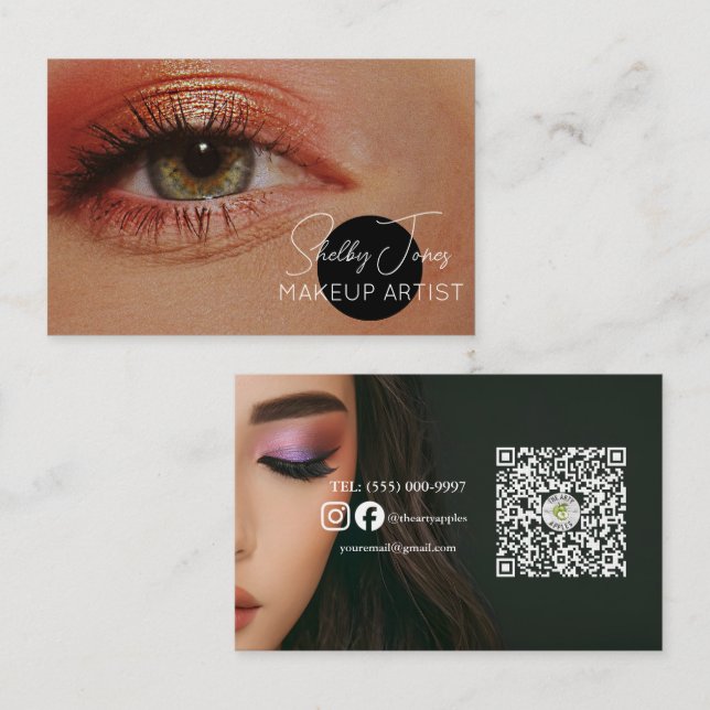 Tarjeta De Visita imagen impresionante del artista de maquillaje vis (Anverso / Reverso)